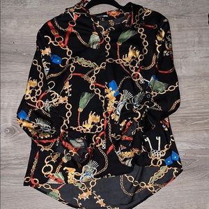 Printed Satin Button Up🖤